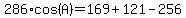 286%2Acos%28A%29=169%2B121-256