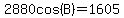 2880cos%28B%29=1605