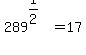 289%5E%281%2F2%29+=+17