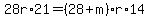 28r%2A21=%2828%2Bm%29r%2A14