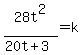 28t%5E2%2F%2820t%2B3%29+=+k