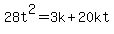 28t%5E2+=+3k+%2B+20kt