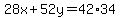 28x%2B52y=42%2A34