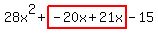 28x%5E2%2Bhighlight%28-20x%2B21x%29-15