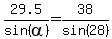 29.5%2Fsin%28alpha%29=38%2Fsin%2828%29