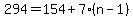 294=154%2B7%2A%28n-1%29
