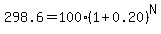 298.6=100%2A%281%2B0.20%29%5EN