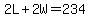 2L%2B2W=234