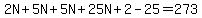 2N%2B5N%2B5N%2B25N%2B2-25=273