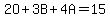 2O%2B3B%2B4A=15