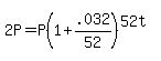 2P+=+P%281+%2B+.032%2F52%29%5E%2852t%29