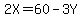 2X=60-3Y