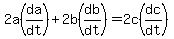 2a%28da%2Fdt%29%2B2b%28db%2Fdt%29=2c%28dc%2Fdt%29