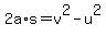 2a%2As+=+v%5E2+-+u%5E2+