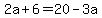 2a%2B6=20-3a