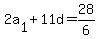 2a%5B1%5D+%2B+11d+=+28%2F6