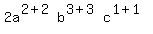 2a%5E%282%2B2%29b%5E%283%2B3%29c%5E%281%2B1%29