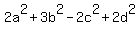 2a%5E2+%2B+3b%5E2+-+2c%5E2+%2B+2d%5E2
