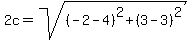 2c=sqrt%28%28-2-4%29%5E2%2B%283-3%29%5E2%29