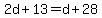 2d%2B13=d%2B28