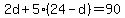 2d%2B5%2824-d%29=90