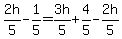 2h%2F5-1%2F5=3h%2F5%2B4%2F5-2h%2F5