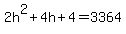 2h%5E2%2B4h%2B4+=+3364