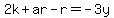 2k%2Bar-r=-3y
