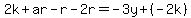 2k%2Bar-r-2r=-3y%2B%28-2k%29