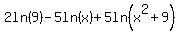 2ln%289%29-5ln%28x%29%2B5ln%28x%5E2%2B9%29