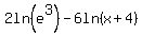 2ln%28e%5E3%29-+6ln%28x+%2B+4%29