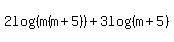 2log%28%28m%28m%2B5%29%29%29%2B3log%28%28m%2B5%29%29