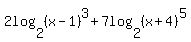 2log%282%2C%28x-1%29%5E3%29%2B7log%282%2C%28x%2B4%29%5E5%29