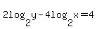 2log%282%2Cy%29-4log%282%2Cx%29=4