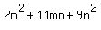 2m%5E2%2B11mn%2B9n%5E2