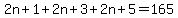 2n%2B1%2B2n%2B3%2B2n%2B5=165