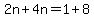 2n%2B4n=1%2B8