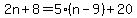 2n%2B8=5%28n-9%29%2B20