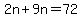 2n%2B9n=72