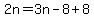 2n=3n-8%2B8