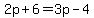 2p%2B6=3p-4