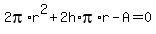 2pi%2Ar%5E2%2B2h%2Api%2Ar-A=0
