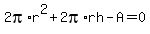 2pi%2Ar%5E2%2B2pi%2Arh-A=0