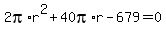 2pi%2Ar%5E2%2B40pi%2Ar-679=0