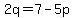 2q=7-5p
