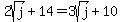 2sqrt%28j%29++%2B+14+=++3sqrt%28j%29+%2B++10