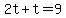 2t%2Bt=9