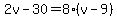 2v+-+30+=+8%28v+-+9%29