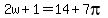 2w%2B1=14%2B7pi