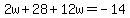 2w%2B28%2B12w=-14